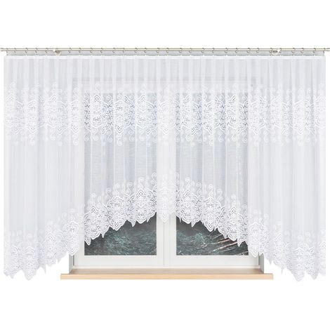 Celina - Rideau jacquard prêt à poser avec fente en bas - 500 x 160 cm - blanc (1/5)