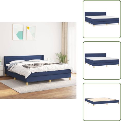 The Living Store Boxspringbett mit Matratze Blau 160x200 cm Stoff - Boxspringbett - Doppelbett - Blau - Bettenrahmen - Lattenrost (1/5)