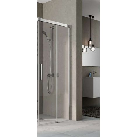 Kermi demi-pièce d’angle à droite Nica C2R 0830x 2000 GAK : 790-815 SIHG verre trempé transparent Clean (1/4)