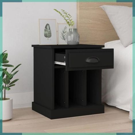 Tables de chevet - 816347 - noir - bois d'ingénierie - 43 x 36 x 50 cm (1/5)