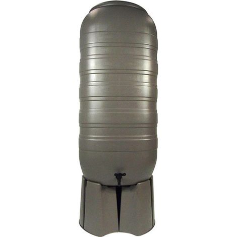 Récupérateur d'eau de pluie colonne 250 litres, Couleur Noir, Socle Avec socle