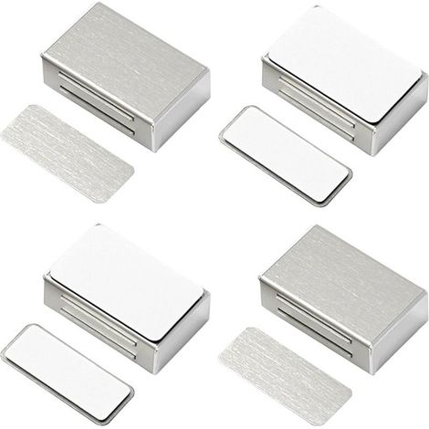 QAZQA Aimant de Porte Placard Adhesif Jiayi Lot de 4 Loquets Magnétiques de Porte Mise à Jour sans Vis sans Perçage pour Placard de Cuisine Aimant Fermeture Puissant pour Tiroir, Armoire, des Meubles, (1/5)