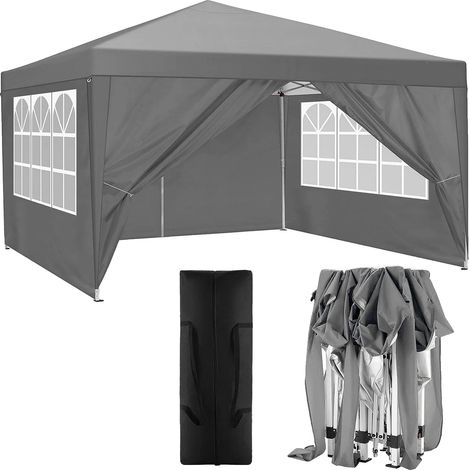 Carpa tipo toldo, impermeable, fácil montaje, GRIS, 3x3M (1/2)