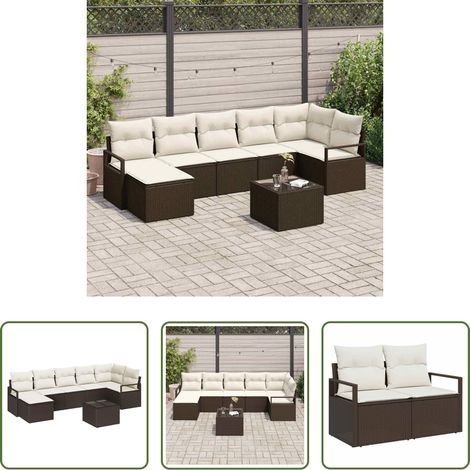 vidaXL Poly-Rattan - Sofa Set 8 pcs Braun Poly-Rattan (1/5)