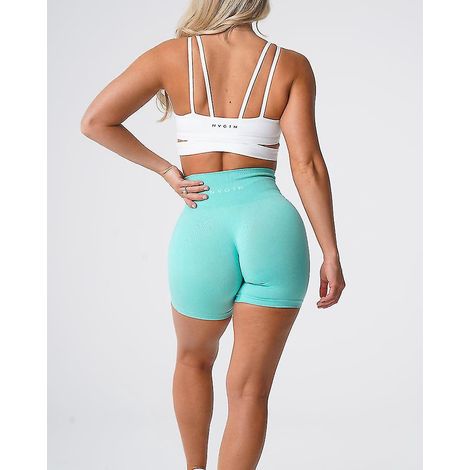 Nahtlose Profi-Shorts aus Spandex für Damen, Fitness, elastisch, atmungsaktiv, mit Hüftlift-Effekt, Freizeit, Sport, Laufen – XS – Mintgrün (1/5)