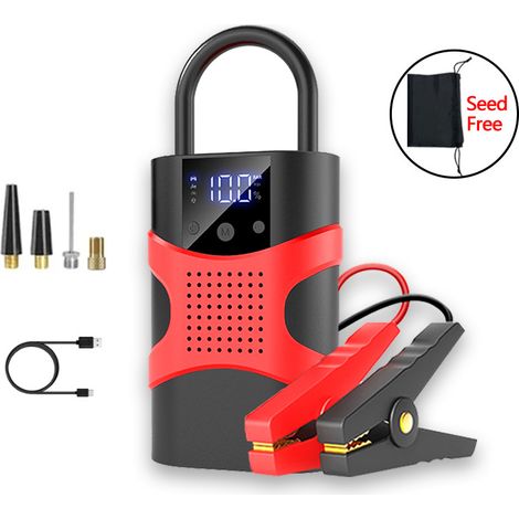 Autobatterie-Booster mit Kompressor, 1800 A Motorrad-/Autobatterie-Booster (bis zu 8,5 l Benzin oder 7,0 l Diesel), 14800 mAh Autobatterie-Starter mit 150 PSI-Inflator, großer LED-Starthilfe