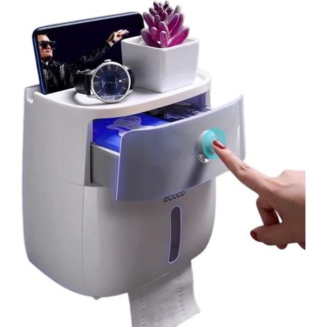 Porte-papier toilette mural étanche, en plastique, avec étagère de rangement pour salle de bain (1/4)