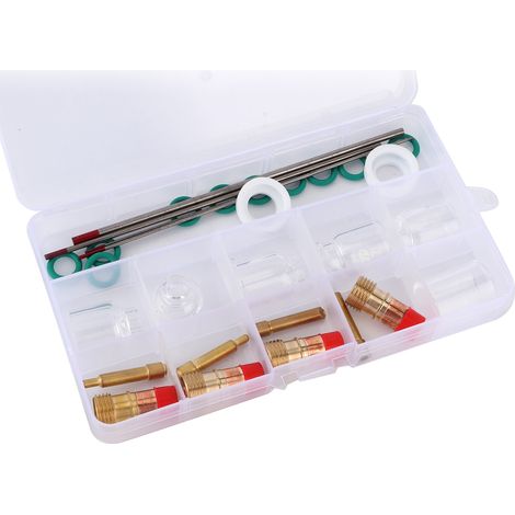 Kfz-Wartungs- und Reparaturteile, WIG-Schweißbrenner, kurzer und dicker Gasspiegel, hitzebeständige Glasschneidhülse, 30-teilig, Größen 4, 5, 6, 7, 8, 10, komplettes Set. (1/5)
