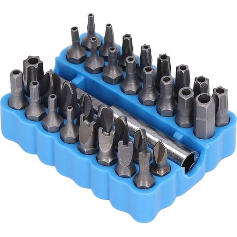 33pcs Set de Bits Torx CRV6150 Anti-Vol avec Porte-Bits Magnétique, Compatible avec Perceuses et Tournevis, Boîte de Rangement