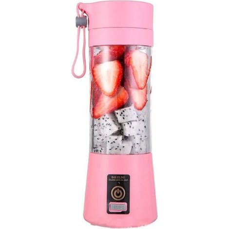 Tragbarer Smoothie-Mixer mit 6 Edelstahlklingen, USB-aufladbar, 400 ml, BPA-frei, ideal für Zuhause, unterwegs und im Freien – Pink (1/5)