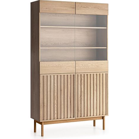 AX LIVING Vitrine Eiche Santarco W2T – 106 cm breit, Eiche Cremona