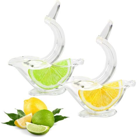 Presse-citron manuel (lot de 2), en acrylique, presse-fruits portable et transparent, design élégant en forme d'oiseau, adapté au pressage manuel d'oranges, de citrons verts, de grenades et autres fru (1/5)