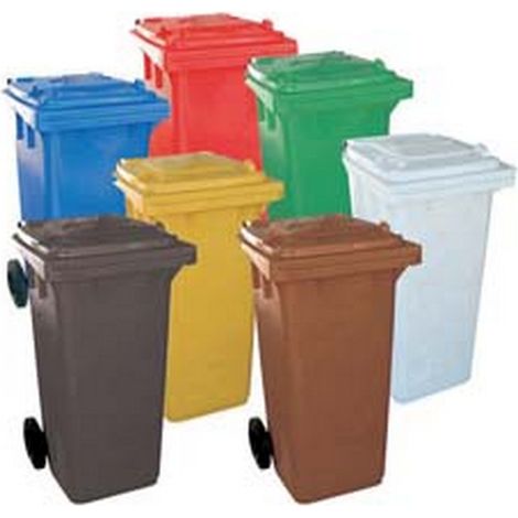 1PZ BIDONE QUADRO NETTEZZA URBANA CON RUOTE LT.120  - cm.48x57x95h. - blu