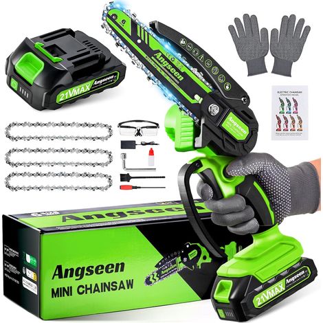 Mini Chainsaw Cordless 6 Inch, Electric Chain Saw with 3 Chains and 850W Motor, Small Battery Chainsaw with 1 Battery and Safety Lock, Light Weight Handheld Chain Saw for Wood Cutting Tree Trimming (1/5)