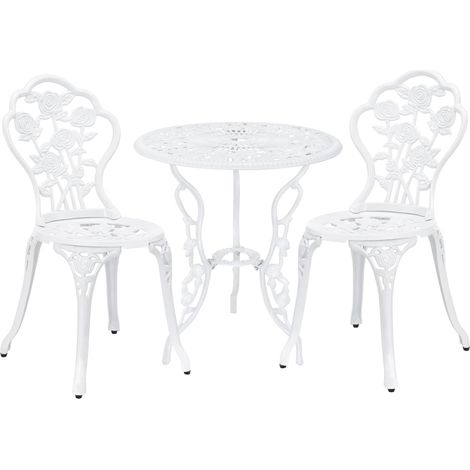 Conjunto de mesa y sillas de jardín conjunto bistro de hierro fundido blanco 030003735 (1/3)