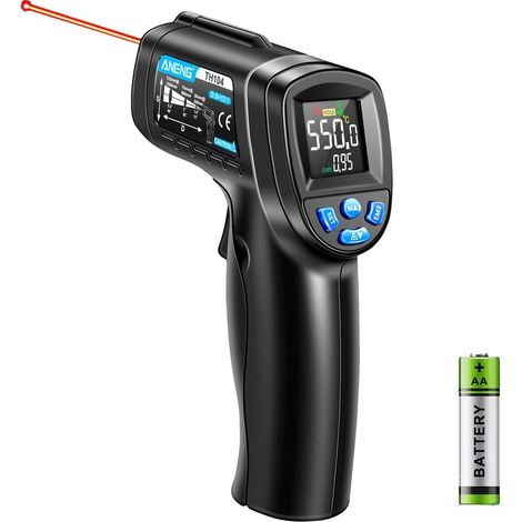 Thermomètre infrarouge laser sans contact Plage de mesure -50°C à 550°C Émissivité réglable Pour cuisine, BBQ, industrie (1/5)