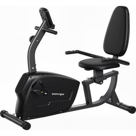 Bicicleta estática reclinable 132 x 62 x 100 cm resistencia magnética silenciosa asiento ajustable moderna de metal negro 210006734 (1/5)