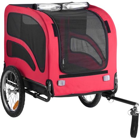 Mophorn Rimorchio per Bici per Animali Domestici, Capacità Massima di 45 kg, Carrello da Bicicletta con Telaio Ripiegabile, Riflettori e Bandiera di Sicurezza, Guinzaglio Interno