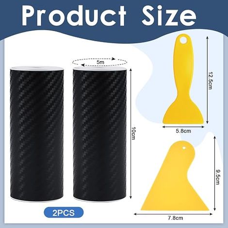 Fibre de Carbone Autocollant, 10CM x 5M  Film Carbone Noir Anti-Rayures Film de Protection Universel Seuil de Porte Voiture Grattoirs Voiture, Vélo, Moto (1/4)
