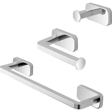 Set 3pz con appendino, porta rotolo e porta salviette a muro in acciaio cromo Cubik (1/5)