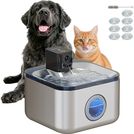 Fontaine eau chat argent 4,2L automatique inox silencieuse 3 filtres charge USB distributeur boisson