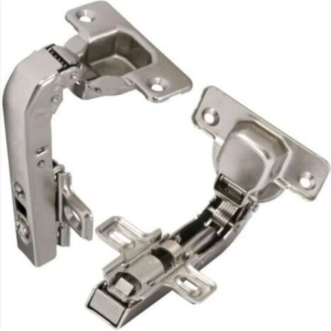 2 charnières Invisibles 90° clipsable pour porte de meuble d'angle à une seule porte avec amortisseur et clip ouverture de montage 35mm