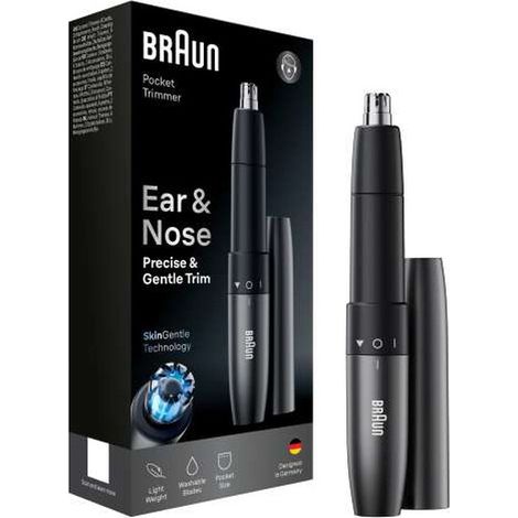 Braun Ohren- & Nasentrimmer, kompakt, Doppelklingen, SkinGentle Technologie, EN20, Grau