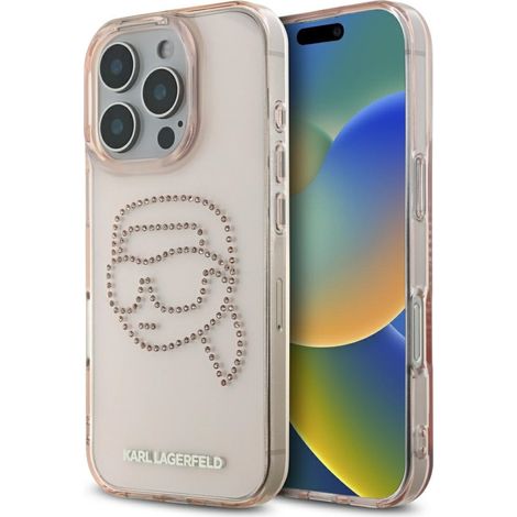 Cover per iPhone 16 Pro Karl Lagerfeld con strass rosa (1/5)