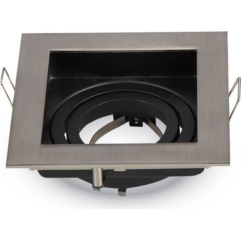 Portalámparas LED empotrable cuadrado V-TAC GU10 y GU5.3 (MR16) satinado ajustable