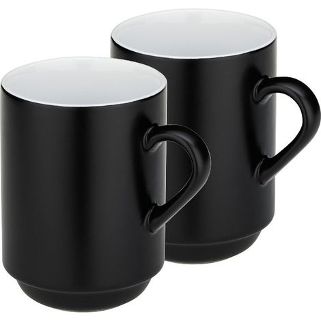 Becher, 2 Stück, Keramik, 0,3 l, Durchmesser 7,5 x 11 cm, schwarz / Kela (1/2)