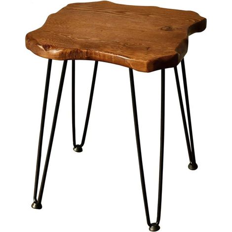 Holz Beistelltisch Kiefer massiv 45 cm - eckig - Blumen Couch Sofa Tisch handgefertigt natürliche Tischkante