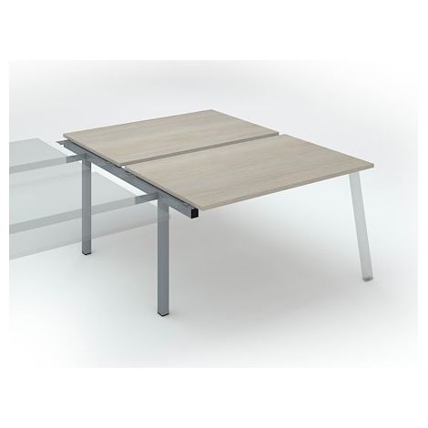 Pôle de 2 bureaux droits chêne gris L 140 x P 80 cm, piétement métal aluminium - Arch - Elément suivant - Maxiburo
