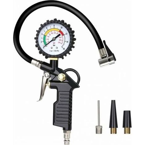 Manomètre de gonflage des pneus, manomètre de gonflage des pneus, 220 PSI, manomètre multifonctionnel avec outil de valve centrale