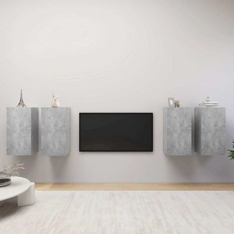 vidaXL Muebles de salón 4 pzas gris hormigón 30,5x30x60 cm (1/5)
