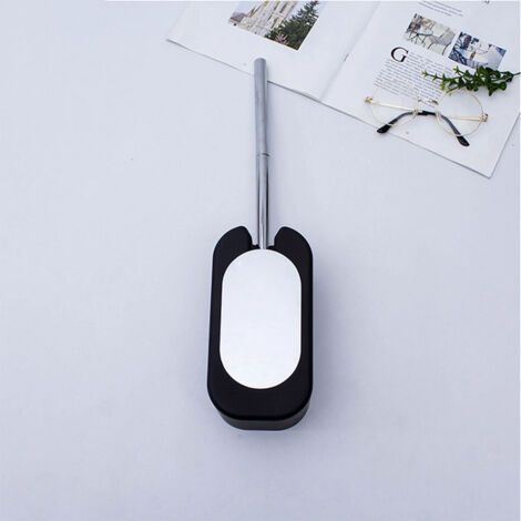 Brosse de toilette en silicone, ensemble de brosses de toilette antibactériennes, brosse de toilette à long manche avec support sanitaire(noir) (1/5)
