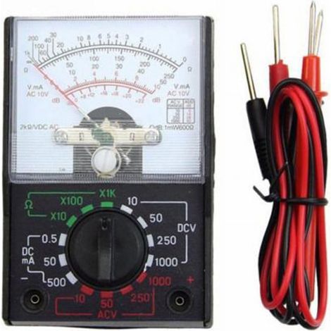Multimètre Analogique - MF-110A - AC/DC - Voltmètre Ampèremètre Ohmmètre - Portatif - Échelles 0-1000 V / 0-500 mA / x10-x1K - 1 Pièce (1/5)