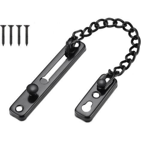 Noir mat (1 paquet) - Chaîne de porte - Serrure de sécurité - Serrures de sécurité à ressort - Loquet antivol - Serrures de porte intérieures et serrure de porte d'entrée supplémentaire
