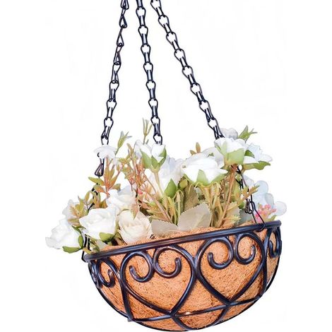 Panier suspendu pour mur de jardin, grands paniers en osier naturel, vase plantes grimpantes (1/5)