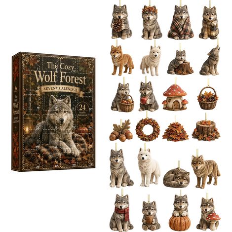 Calendrier de l'Avent Timberwolves (boîte surprise) – Décoration de sapin de Noël (boîte surprise) – Jouet surprise de Noël (modèle à découper) (1/5)