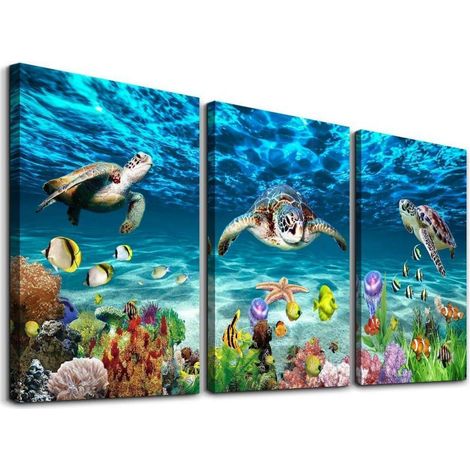 Leinwandbild Ozean Schildkröte Unterwasser Landschaft 40x30cm (1/5)