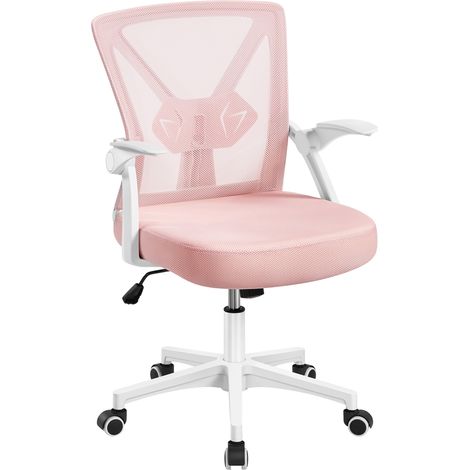 Yaheetech Sedia da Ufficio Ergonomica Lombare Scrivania Girevole a Rotelle in Rete Traspirante Reclinabile Altezza Regolabile Rosa