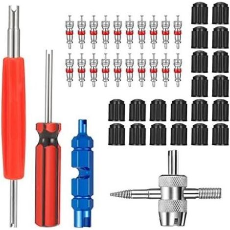 44Pcs Demonte Obus Valve, Pneu Voiture Valve Outil de Reparation pour Les Voitures, Camions, Vélos, Motos, VTT - (1/5)