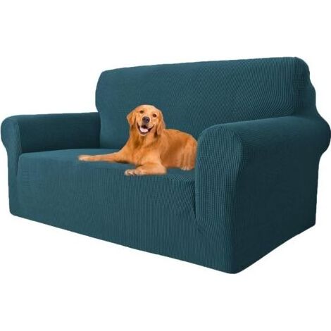 Housse de canapé extensible 2 places avec accoudoirs, housse de canapé super élastique pour chiens et chats, antisalissure (vert foncé, largeur du canapé 145 cm - 178 cm) (1/5)