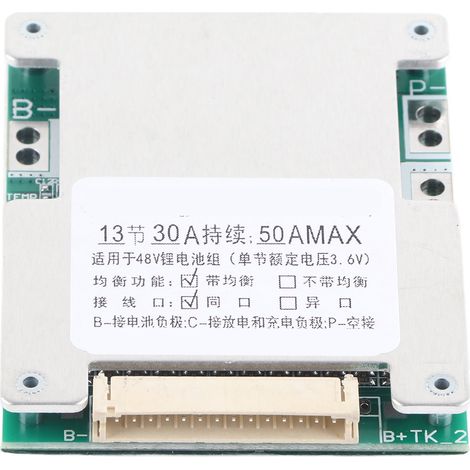 Carte de protection de charge pour batterie lithium 13S 30A (BMS PCB) avec charge d'équilibrage (1/5)