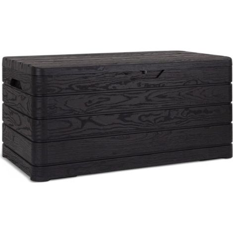 Baule cassapanca 500 lt da esterno in resina antracite effetto legno con chiusura lucchettabile