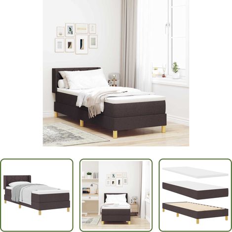 vidaXL Holzrahmen - Boxspringbett mit Matratze Dunkelbraun 200 x 80 cm Stoff (1/5)