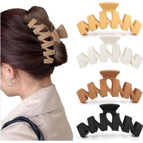 4 Pièces Grande Pince Cheveux Femme, 11cm Pince à Cheveux Antidérapante, Acrylique Pince a Cheveux Crabe pour Femmes et Filles (1/4)