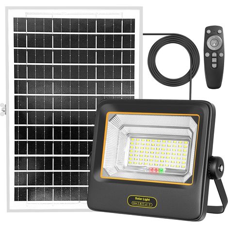 Lampe Solaire Exterieur 200W,Avec Télécommande, Indicateur de Batterie 7 Modes IP67 Étanche,Avec Câble de 4.2m - Spot Solaire Exterieur pour Garage, Jardin, Porte D'entrée, Cour, Pelouse (1/5)