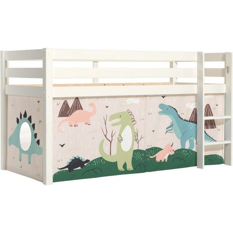 Lit Enfant Surélevé "Pino Dino" 90x200cm Blanc (1/2)