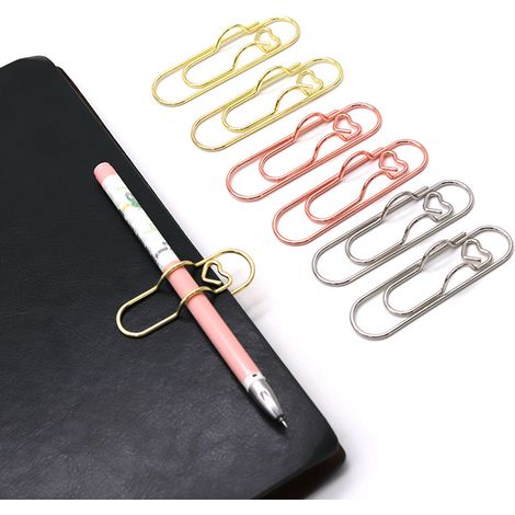 6 Porte-stylo Multicolores Aimantés Métal Clip Fixation Universelle Accessoire Carnet Journal Bloc-notes Attache Stylo Pendentif Mixte (1/5)
